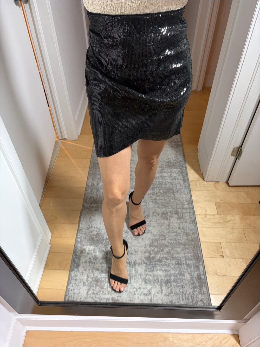 Dynamite Black Sequin Mini Skirt